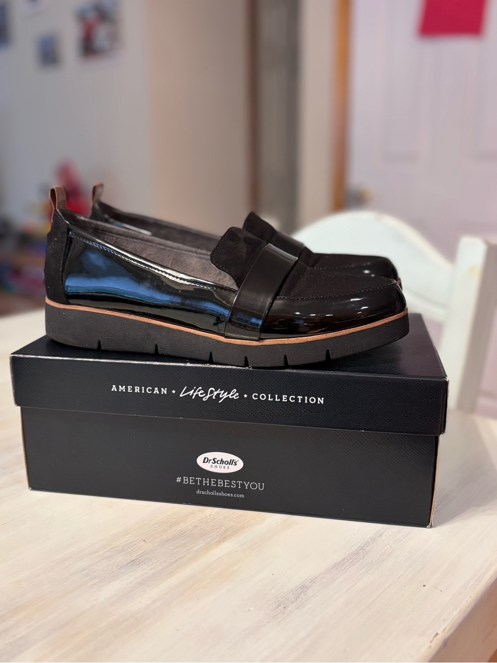 EUC Dr. Scholl’s Women’s Webster Black Loafer Shoes 10M Slip On Patent Leather - Picture 5 of 8